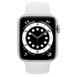 Apple Watch (Series 6) September 2020 - Cellular - 44 mm - Aluminium Silver - White Sport Band White