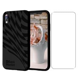 Back Market Case iPhone XR and protective screen - Natural material - Black Wave