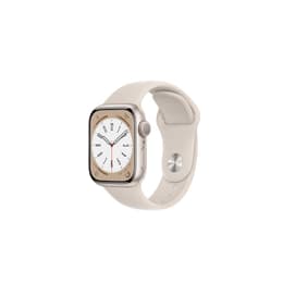 Apple Watch (Series 8) September 2022 - Wifi Only - 41 - Aluminium Starlight - Sport band White