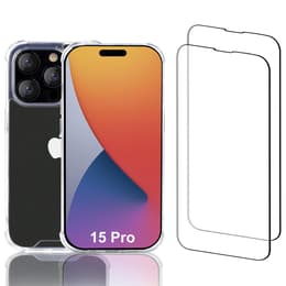 iPhone 15 Pro case and 2 protective screens - Recycled plastic - Transparent