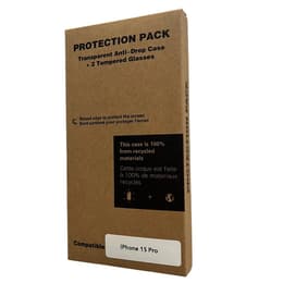 iPhone 15 Pro case and 2 protective screens - Recycled plastic - Transparent