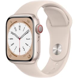 Apple Watch (Series 8) September 2022 - Cellular - 45 - Aluminium Starlight - Sport band Starlight