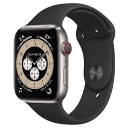 Apple Watch (Series 5) September 2019 - Cellular - 44 mm - Titanium Silver - Sport Band Black