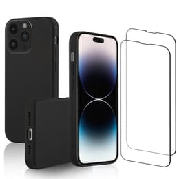 iPhone 15 Pro Max case and 2 protective screens - Silicone - Black