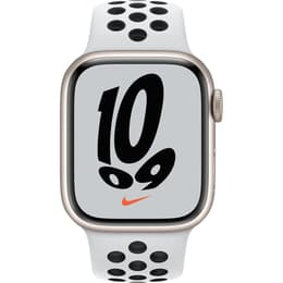 Apple Watch (Series 7) August 2020 - Wifi Only - 45 - Aluminium Starlight - Sport band White