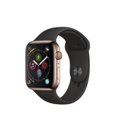 Apple Watch (Series 4) September 2018 - Cellular - 44 mm - Stainless steel Gold - Sport band Black