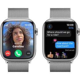 Apple Watch Series 9 (2023) GPS + Cellular 41 mm - Stainless steel Silver - Milanese loop Gray