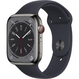 Apple Watch (Series 8) September 2022 - Cellular - 45 - Stainless steel Graphite - Sport band Midnight