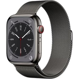 Apple Watch Series 8 (2022) GPS + Cellular 45 mm - Stainless steel Silver - Milanese loop Black