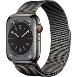 Apple Watch (Series 8) September 2022 - Cellular - 45 mm - Stainless steel Black - Milanese loop Black