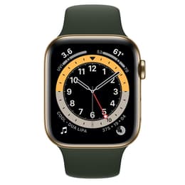 Apple Watch Series 6 (2020) GPS + Cellular 44 mm - Stainless steel Gold - Sport band Green