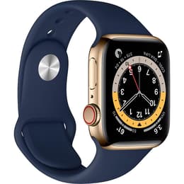 Apple Watch Series 6 (2020) GPS + Cellular 40 mm - Stainless steel Gold - Sport band Blue