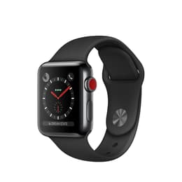 Apple Watch (Series 3) September 2017 - Cellular - 38 mm - Stainless steel Space Black - Sport Band Black