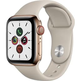 Apple Watch (Series 5) September 2019 - Cellular - 40 mm - Stainless steel Gold - Sport band Gray