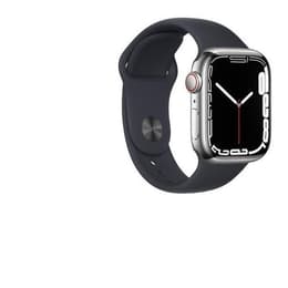 Apple Watch (Series 7) October 2021 - Cellular - 41 mm - Titanium Silver - Sport band Black