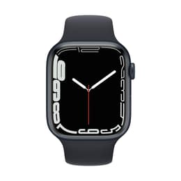 Apple Watch (Series 7) October 2021 - Cellular - 45 mm - Stainless steel Gold - Sport band Black
