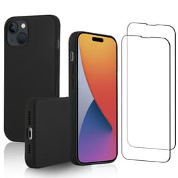 iPhone 15 Plus case and 2 protective screens - Silicone - Black