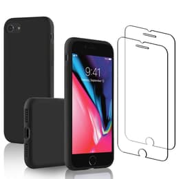 iPhone SE(2020/2022) case and 2 protective screens - Silicone - Black