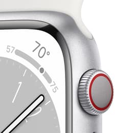 Apple Watch (Series 8) September 2022 - Cellular - 41 mm - Aluminium Silver - Sport band Silver