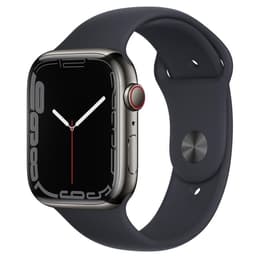 Apple Watch (Series 7) October 2021 - Cellular - 45 mm - Stainless steel Gray - Sport band Gray