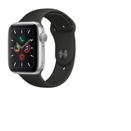 Apple Watch (Series 5) September 2019 - Wifi Only - 44 mm - Aluminium Silver - Sport band Black