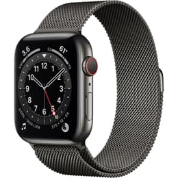 Apple Watch (Series 6) September 2020 - Cellular - 44 mm - Stainless steel Gray - Milanese loop Silver