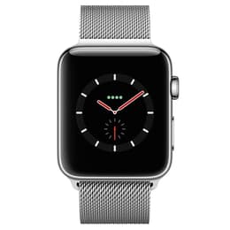 Apple Watch (Series 6) September 2020 - Cellular - 44 mm - Stainless steel Gray - Milanese loop Silver