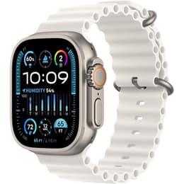 Apple Watch (Series 9) September 2023 - Cellular - 49 - Titanium Gray - Ocean band White