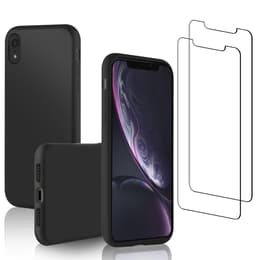 iPhone XR case and 2 protective screens - Silicone - Black