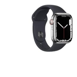 Apple Watch Series 7 (2021) GPS + Cellular 41 mm - Stainless steel Silver - Sport band Black