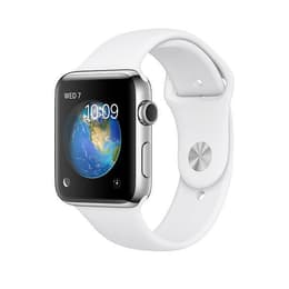Apple Watch (Series 1) - Wifi Only - 42 mm - Stainless steel Silver - Sport Band White