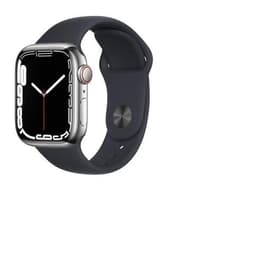 Apple Watch Series 7 (2021) GPS + Cellular 45 mm - Stainless steel Silver - Sport band Black