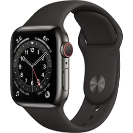 Apple Watch (Series 6) March 2019 - Cellular - 40 mm - Stainless steel Gray - Sport band Black
