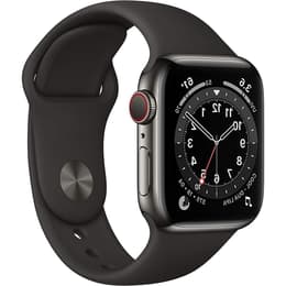 Apple Watch (Series 6) March 2019 - Cellular - 40 mm - Stainless steel Gray - Sport band Black