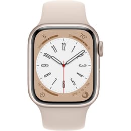 Apple Watch (Series 8) September 2022 - Cellular - 41 - Aluminium Starlight - Sport band White