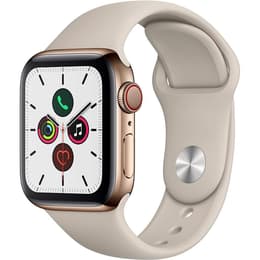 Apple Watch (Series 5) - Cellular - 44 mm - Stainless steel Gold - Sport band Beige