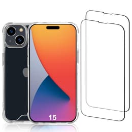 iPhone 15 case and 2 protective screens - Recycled plastic - Transparent