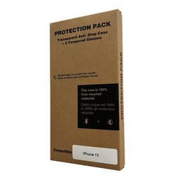 iPhone 15 case and 2 protective screens - Recycled plastic - Transparent