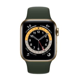 Apple Watch (Series 6) September 2020 - Cellular - 40 mm - Stainless steel Gold - Sport band Green