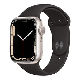 Apple Watch (Series 7) October 2021 - Wifi Only - 45 - Aluminium Starlight - Sport band Black
