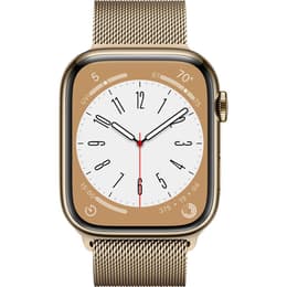 Apple Watch Series 8 (2022) GPS + Cellular 45 mm - Stainless steel Gold - Milanese loop Gold