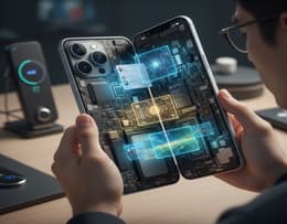 Image of a person opening an iPhone to show the insides