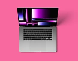A close-up view of the keyboard and trackpad of the MacBook Pro M2. 