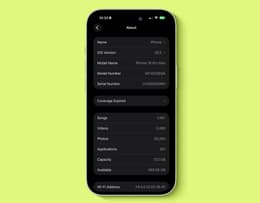 Screenshot of iPhone showing the About page.