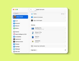 The Devices tab in the Find My app showing a list of connected devices linked to the user's iCloud account.