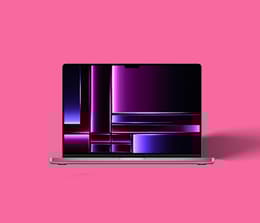 Front view of an open MacBook Pro M2 laptop.