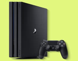 The PS4 Pro console shown from the front.