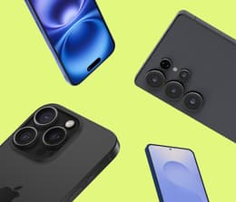 The Galaxy S25, iPhone 16, and iPhone 16e displayed side by side.