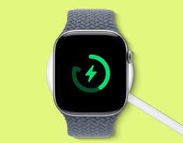 Apple Watch charging on a charging cable.