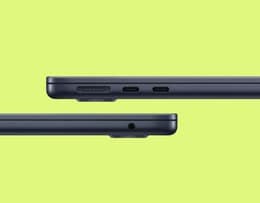 The MacBook Air M4's Thunderbolt 4 ports on the left side next to the MagSafe charging port.